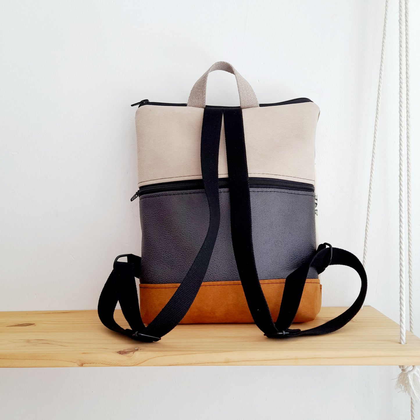 Mochila alta de Helechos con camel y kaki NORMANDIE. Reservada para envío a Francia