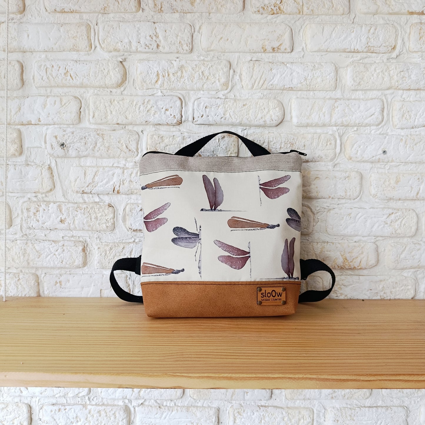 Mochila cuadrada de Libélulas claras